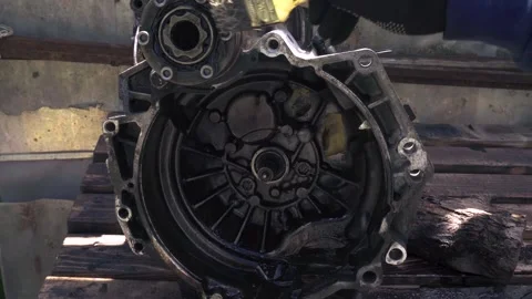 Manual transmission from an old front-wheel drive car removed 스톡 동영상 335828787
