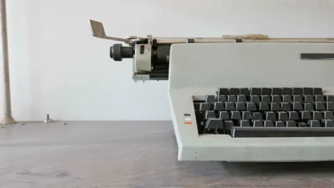 Manual Typewriter. Vintage Typewriter  Stock Footage 129690412