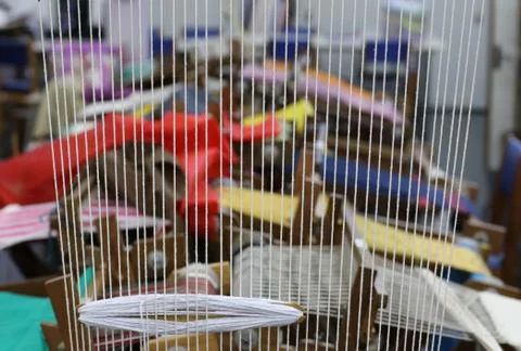 Manual weaving machine Stock Photos