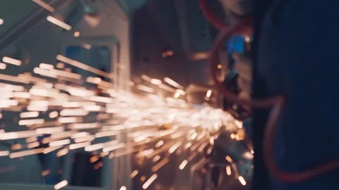 Manual Welding Car Frame Worker Handheld Torch 4K Stock Footage 339320161
