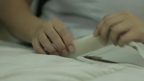 Manual work on fabric Stock Footage 100661034