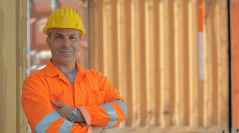 Manual worker and cargo containers Stock-Footage 736169