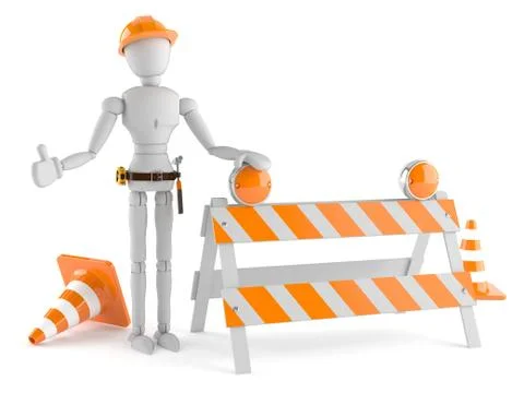 Manual worker with barrier Stock Illustration