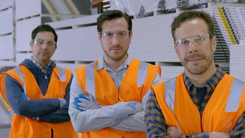 Manual Worker, Blue Collar Worker, Warehouse, Drywall, Indoors, Day, Portrait, Stock Footage 94126615