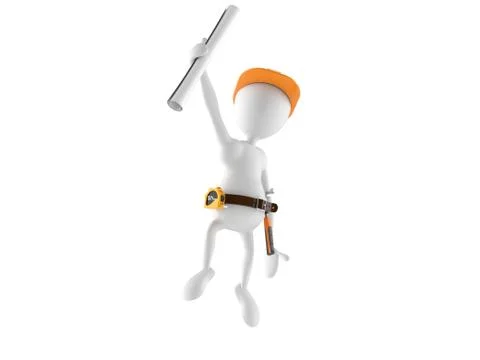 Manual worker with blueprint Stock Illustration