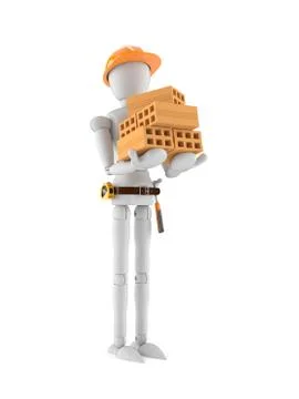 Manual worker with bricks Stock Illustration
