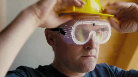 Manual worker, man starting his working day in construction site Stock Footage 25455532
