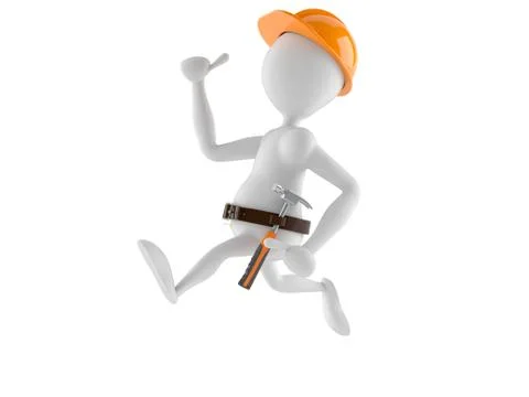 Manual worker running Stock Illustration