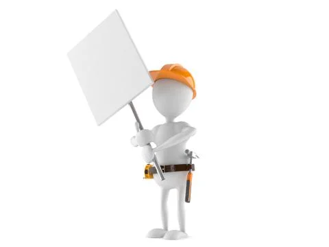 Manual worker with signboard Stock Illustration