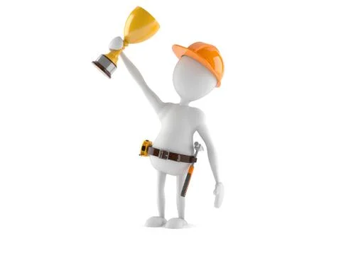 Manual worker with trophy Stock Illustration