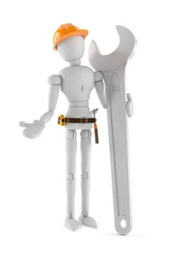 Manual worker with wrench Stock Illustration