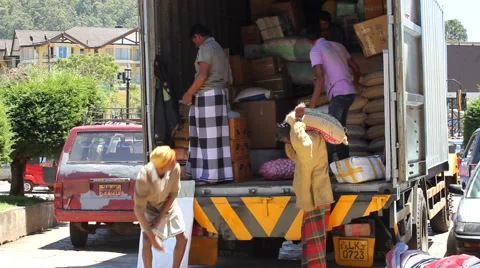Manual Workers II Unloading Truck in Sri Lanka Video stock 47988039