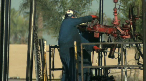 Manual Workers on Oil Rig (Editorial) Stock Footage