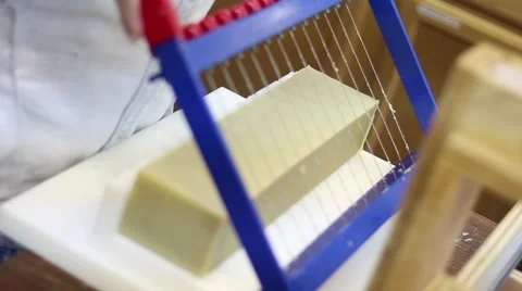 Manually Cutting Handmade Soap Stock Footage 65887061
