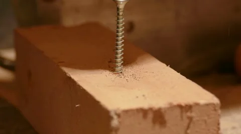 Manually Screwing Into Wood Stock Footage 58685866