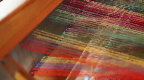 Manually weaving a towel Stock Footage 48720486
