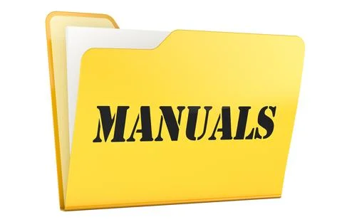 Manuals yellow folder with documents. 3D rendering Stock Illustration