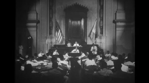 Manuel Luis Quezon addressing at Philippine Congress Building Stock Footage