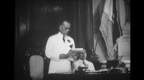 Manuel Luis Quezon addressing at Philippine Congress Building Stock Footage 37595213