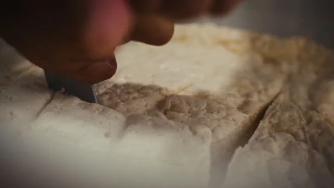 Manufacture of cheese Stock Footage 244735630
