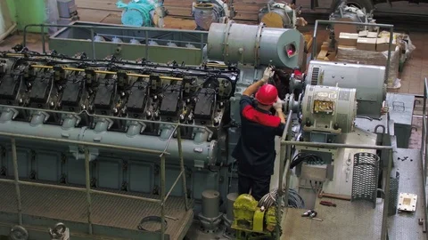 Manufacture of a diesel engine Stock Footage 101574440