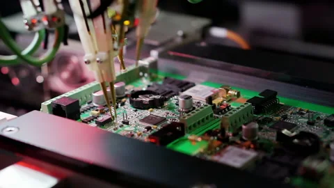 Manufacture of electrical components and microcircuits. Stock-Footage 153310494