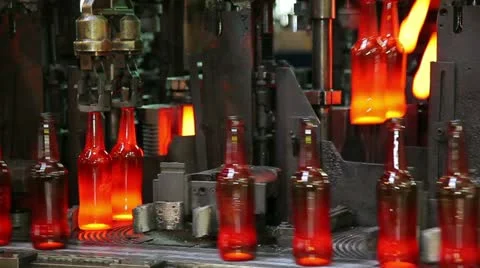 Manufacture of glass bottles Stock Footage