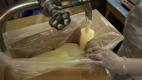 Manufacture of margarine in the dairy plant Stock Footage