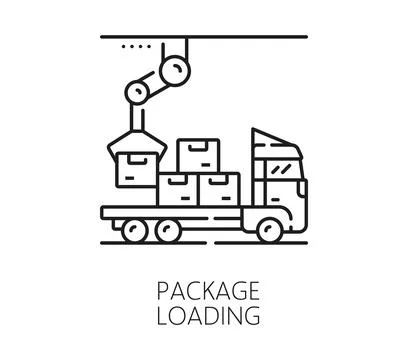 Manufacture package automatic loading line icon Stock Illustration