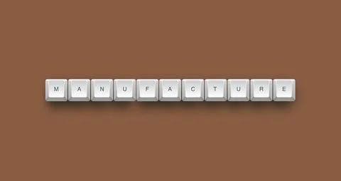 Manufacture text on a 3d keyboard button with shadow concept series Stock Illustration