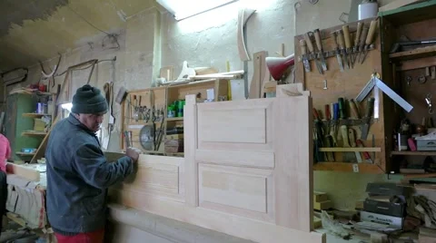 Manufacture of wooden doors. Video stock 59793159