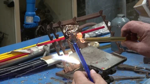 Manufacturer of glass fish figurines in a workshop of Murano. Venice, Italy Stock Footage