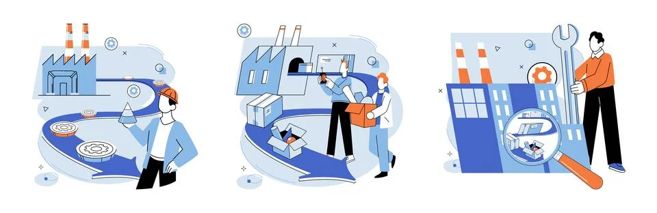 Manufacturer model. Developing prototype is essential step in startup phase イラスト素材