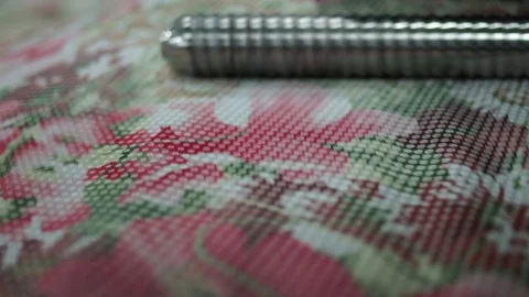 Manufactures industrial textiles - Automatic weavers Stock Footage 72537227