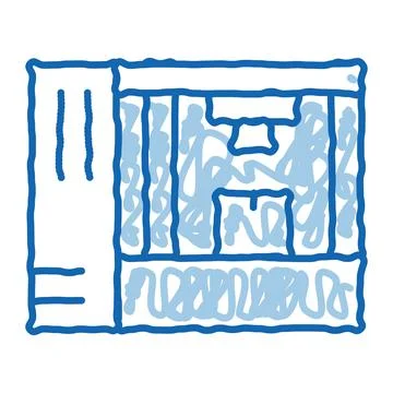 Manufacturing 3d printer doodle icon hand drawn illustration Stock Illustration