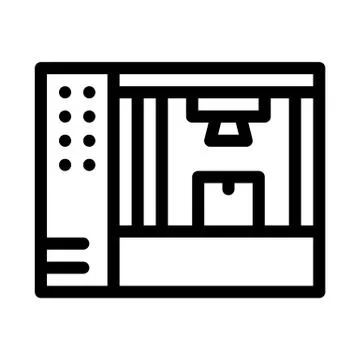 Manufacturing 3d printer icon vector outline illustration 스톡 일러스트