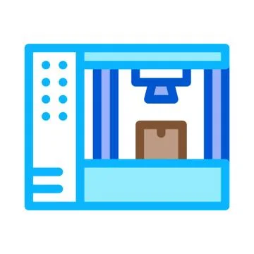 Manufacturing 3d printer icon vector outline illustration Illustrazione stock