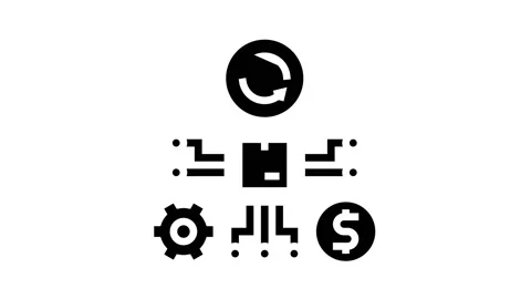 Manufacturing and selling process glyph icon animation Stock Footage 157300752