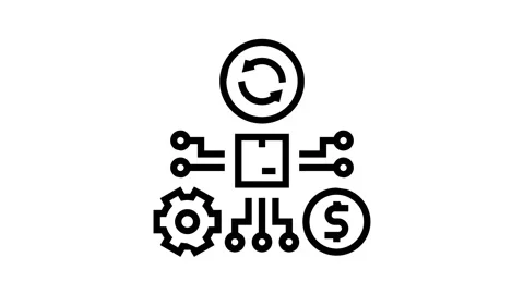 Manufacturing and selling process line icon animation Stock Footage 157299865