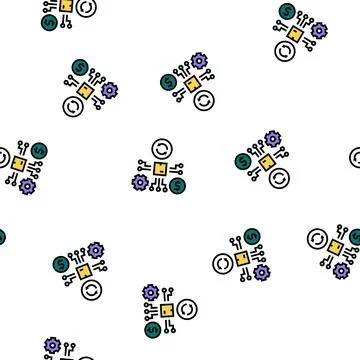 Manufacturing and selling process vector seamless pattern Illustrazione stock