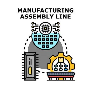 Manufacturing assembly line vector concept illustration Stock Illustration