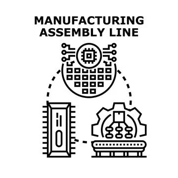 Manufacturing assembly line vector concept illustration Stock Illustration