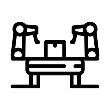 Manufacturing automatic equipment icon vector outline illustration Stock Illustration