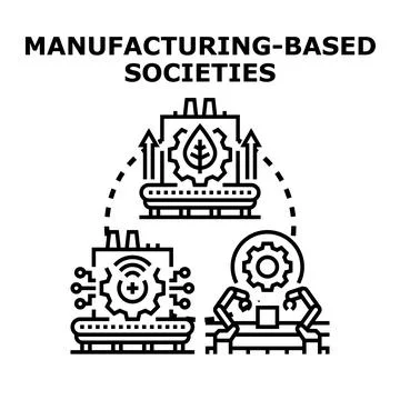 Manufacturing based societies vector concept illustration イラスト素材