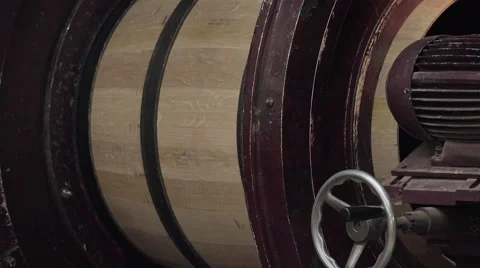 Manufacturing bottom of wine barrels Stock Footage 56926512