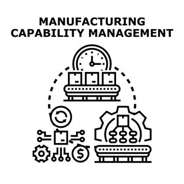 Manufacturing capability management optimizing production processes Stock Illustration