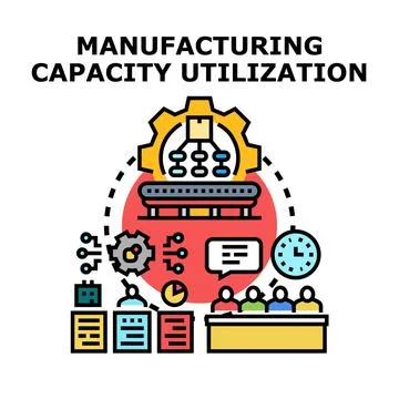 Manufacturing capacity utilization process optimization and efficiency strate Illustrazione stock