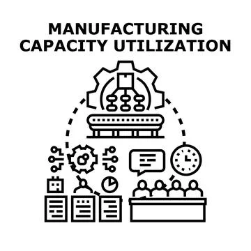 Manufacturing capacity utilization process optimization and efficiency strate Stock Illustration