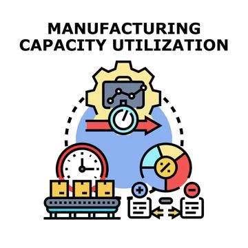 Manufacturing capacity utilization process optimizing production capacity 스톡 일러스트