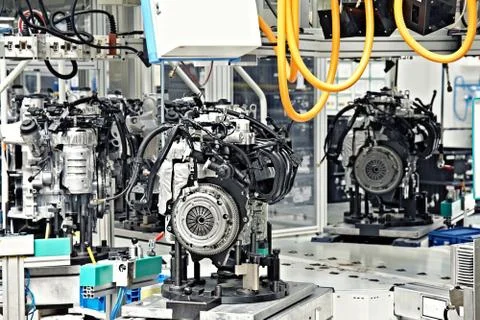 Manufacturing of car engine Foto stock